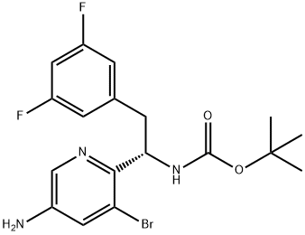 Carbamic acid, N-[(1S)-1-(5-amino-3-bromo-2-pyridinyl)-2-(3,5-difluorophenyl)ethyl]-, 1,1-dimethylethyl ester Struktur