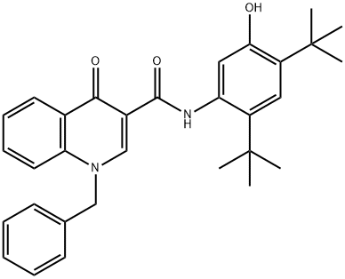 3-Quinolinecarboxamide, N-[2,4-bis(1,1-dimethylethyl)-5-hydroxyphenyl]-1,4-dihydro-4-oxo-1-(phenylmethyl)-,1622228-86-7,结构式