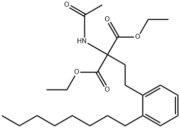 Propanedioic acid, 2-(acetylamino)-2-[2-(2-octylphenyl)ethyl]-, 1,3-diethyl ester,162358-97-6,结构式