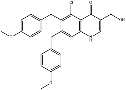 4(1H)-Quinolinone, 5-chloro-3-(hydroxymethyl)-6,7-bis[(4-methoxyphenyl)methyl]-,1624262-29-8,结构式