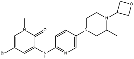 2(1H)-Pyridinone, 5-bromo-1-methyl-3-[[5-[3-methyl-4-(3-oxetanyl)-1-piperazinyl]-2-pyridinyl]amino]- 结构式