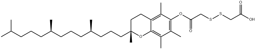 Acetic acid, 2-[(carboxymethyl)dithio]-, 1-[(2R)-3,4-dihydro-2,5,7,8-tetramethyl-2-[(4R,8R)-4,8,12-trimethyltridecyl]-2H-1-benzopyran-6-yl] ester Struktur