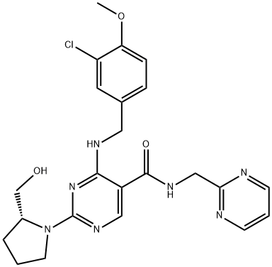 1638497-26-3 4-[[(3-氯-4-甲氧基苯基)甲基]氨基]-2-[(2R)-2-(羟甲基)-1-吡咯烷基]-N-(2-嘧啶基甲基)-5-嘧啶甲酰胺