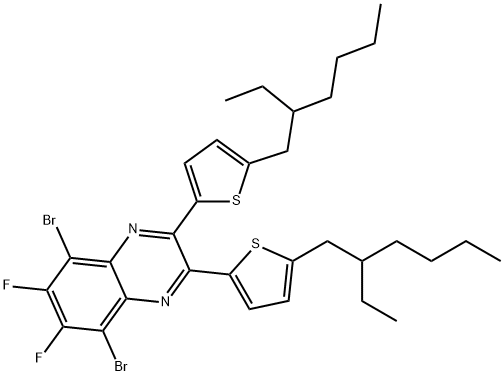 2,3-ビス[5-(2-エチルヘキシル)-2-チエニル]-5,8-ジブロモ-6,7-ジフルオロキノキサリン 化学構造式