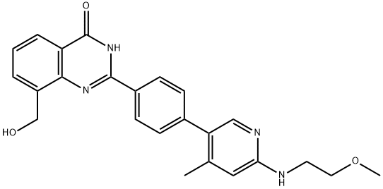 4(3H)-Quinazolinone, 8-(hydroxymethyl)-2-[4-[6-[(2-methoxyethyl)amino]-4-methyl-3-pyridinyl]phenyl]-|化合物 AZ1366