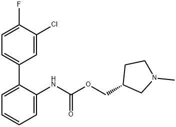 Carbamic acid, N-(3'-chloro-4'-fluoro[1,1'-biphenyl]-2-yl)-, [(3R)-1-methyl-3-pyrrolidinyl]methyl ester Struktur