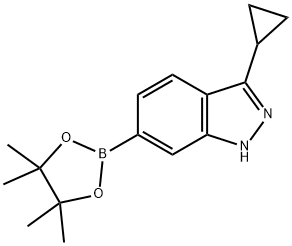 3-Cyclopropyl-6-(tetramethyl-1,3,2-dioxaborolan-2-yl)-1H-indazole Struktur