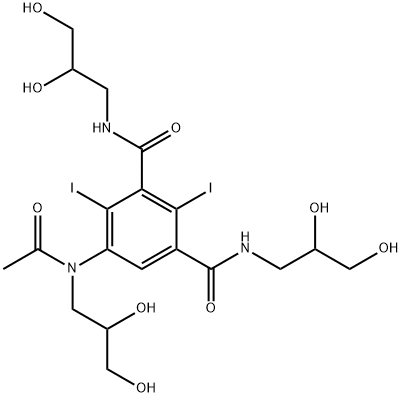 1,3-Benzenedicarboxamide, 5-[acetyl(2,3-dihydroxypropyl)amino]-N1,N3-bis(2,3-dihydroxypropyl)-2,4-diiodo- Structure