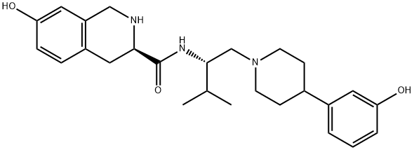 3-Isoquinolinecarboxamide, 1,2,3,4-tetrahydro-7-hydroxy-N-[(1S)-1-[[4-(3-hydroxyphenyl)-1-piperidinyl]methyl]-2-methylpropyl]-, (3R)-|化合物 T26673