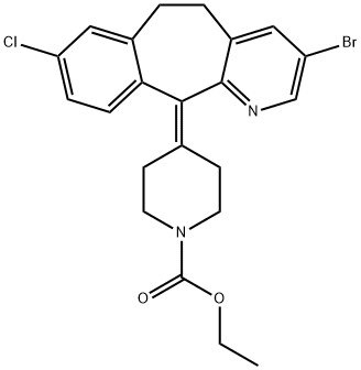1-?Piperidinecarboxylic acid, 4-?(3-?bromo-?8-?chloro-?5,?6-?dihydro-?11H-?benzo[5,?6]?cyclohepta[1,?2-?b]?pyridin-?11-?ylidene)?-?, ethyl ester Struktur