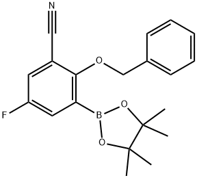 2-(苯基氧基)-5-氟-3-(4,4,5,5-四甲基-1,3,2-二氧硼杂环戊烷-2-基)苯腈 结构式