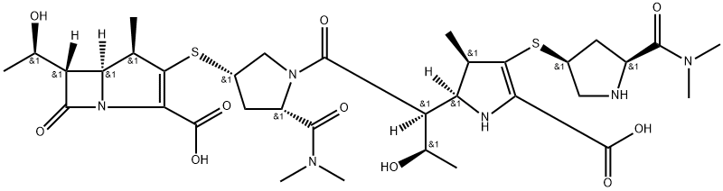 (4R,5S,6S)-6-[(R)-1-ヒドロキシエチル]-4-メチル-7-オキソ-3-[[(3S,5S)-5-[(ジメチルアミノ)カルボニル]-1-[[(1S,2R)-1-[[2,3-ジヒドロ-5-カルボキシ-3β-メチル-4-[[5β-[(ジメチルアミノ)カルボニル]ピロリジン-3β-イル]チオ]-1H-ピロール]-2β-イル]-2-ヒドロキシプロピル]カルボニル]ピロリジン-3-イル]チオ]-1-アザビシクロ[3.2.0]ヘプタ-2-エン-2-カルボン酸 化学構造式