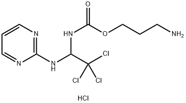 3-Aminopropyl (2,2,2-trichloro-1-(pyrimidin-2-ylamino)ethyl)carbamate hydrochloride Structure