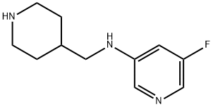 3-Pyridinamine, 5-fluoro-N-(4-piperidinylmethyl)-,1694385-08-4,结构式