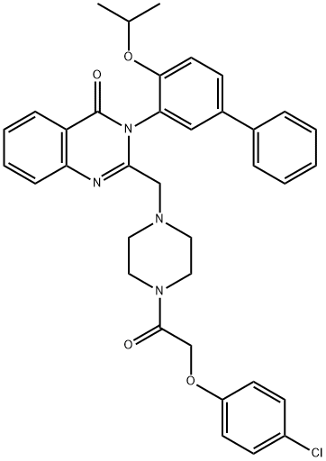 4(3H)-Quinazolinone, 2-[[4-[2-(4-chlorophenoxy)acetyl]-1-piperazinyl]methyl]-3-[4-(1-methylethoxy)[1,1'-biphenyl]-3-yl]- Struktur