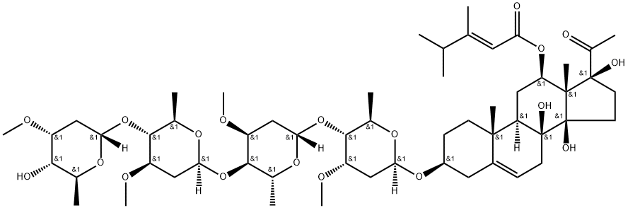 オトフィロシドB 4-O-α-D-シマロピラノシド 化学構造式