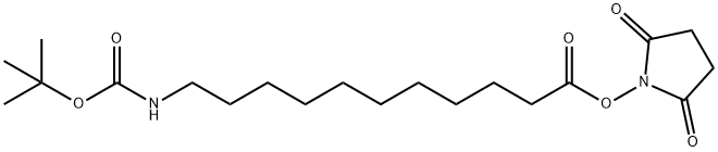 Undecanoic acid, 11-[[(1,1-dimethylethoxy)carbonyl]amino]-, 2,5-dioxo-1-pyrrolidinyl ester Structure