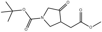 3-Pyrrolidineacetic acid, 1-[(1,1-dimethylethoxy)carbonyl]-4-oxo-, methyl ester Struktur