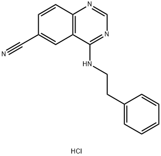 6-Quinazolinecarbonitrile, 4-[(2-phenylethyl)amino]-, hydrochloride (1:1) Struktur