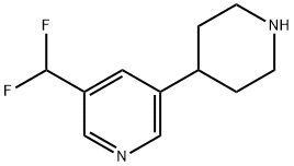 Pyridine, 3-(difluoromethyl)-5-(4-piperidinyl)-,1784521-43-2,结构式