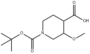 1,4-Piperidinedicarboxylic acid, 3-methoxy-, 1-(1,1-dimethylethyl) ester 化学構造式