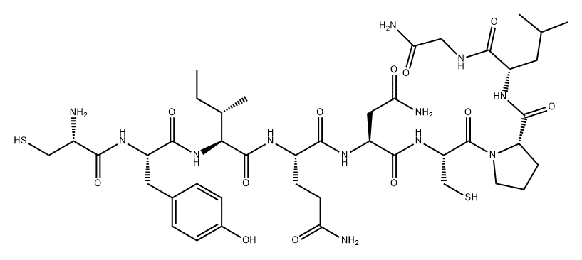Glycinamide, L-cysteinyl-L-tyrosyl-L-isoleucyl-L-glutaminyl-L-asparaginyl-L-cysteinyl-L-prolyl-L-leucyl- 化学構造式