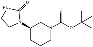 1-Piperidinecarboxylic acid, 3-(2-oxo-1-imidazolidinyl)-, 1,1-dimethylethyl ester, (3R)- Struktur