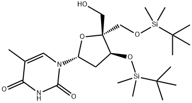 3’,5’-Bis(O-t-bulyldimethylsilyl)-4’-C-hydroxymethyl thymidine, 179178-45-1, 结构式