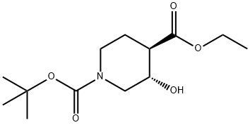 1,4-Piperidinedicarboxylic acid, 3-hydroxy-, 1-(1,1-dimethylethyl) 4-ethyl ester Structure