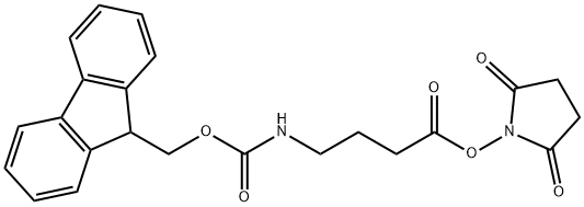 Butanoic acid, 4-[[(9H-fluoren-9-ylmethoxy)carbonyl]amino]-, 2,5-dioxo-1-pyrrolidinyl ester Structure