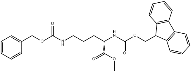L-Ornithine, N2-[(9H-fluoren-9-ylmethoxy)carbonyl]-N5-[(phenylmethoxy)carbonyl]-, methyl ester,1820574-38-6,结构式