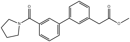[1,1'-Biphenyl]-3-acetic acid, 3'-(1-pyrrolidinylcarbonyl)-, methyl ester 结构式