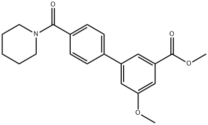 [1,1'-Biphenyl]-3-carboxylic acid, 5-methoxy-4'-(1-piperidinylcarbonyl)-, methyl ester Struktur