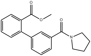 [1,1'-Biphenyl]-2-carboxylic acid, 3'-(1-pyrrolidinylcarbonyl)-, methyl ester 结构式