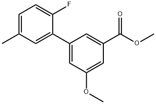 [1,1'-Biphenyl]-3-carboxylic acid, 2'-fluoro-5-methoxy-5'-methyl-, methyl ester,1820649-40-8,结构式
