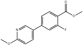 Benzoic acid, 2-fluoro-4-(6-methoxy-3-pyridinyl)-, methyl ester Struktur