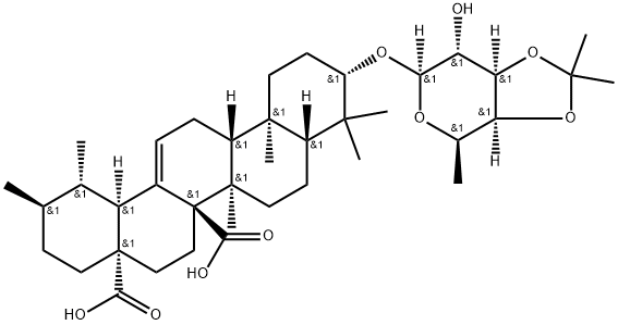 (3BETA)-3-[[6-去氧-3,4-O-(1-甲基亚乙基)-BETA-D-吡喃半乳糖基]氧基]乌苏-12-烯-27,28-二酸, 182132-59-8, 结构式