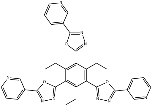 Pyridine,3,3',3''-[(2,4,6-triethyl-1,3,5-benzenetriyl)tris(1,3,4-oxadiazole-5,2-diyl)]tris- 结构式