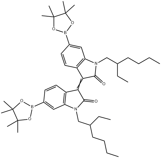 IN1662, (E)-1,1'-bis(2-ethylhexyl)-6,6'-bis(4,4,5,5-tetramethyl-1,3,2-dioxaborolan-2-yl)-[3,3'-biindolinylidene]-2,2'-dione Structure