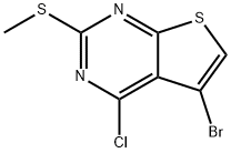 Thieno[2,3-d]pyrimidine, 5-bromo-4-chloro-2-(methylthio)- Struktur