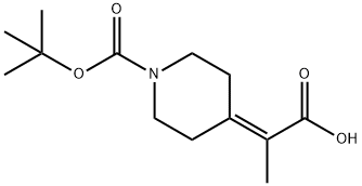 2-{1-[(tert-Butoxy)carbonyl]piperidin-4-ylidene}propanoic acid 结构式