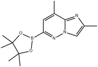 2,8-二甲基-6-(4,4,5,5-四甲基-1,3,2-二氧杂硼杂环戊烷-2-基)咪唑并[1,2-B]哒嗪, 1825352-86-0, 结构式