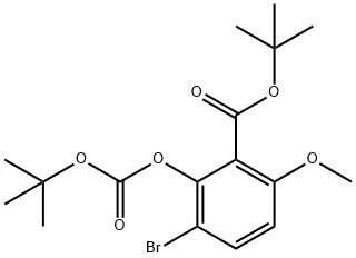 Benzoic acid, 3-bromo-2-[[(1,1-dimethylethoxy)carbonyl]oxy]-6-methoxy-, 1,1-dimethylethyl ester Struktur
