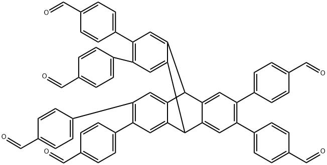 Benzaldehyde, 4,?4',?4'',?4''',?4'''',?4'''''-?(9,?10-?dihydro-?9,?10[1',?2']?-?benzenoanthracene-?2,?3,?6,?7,?14,?15-?hexayl)?hexakis- Structure