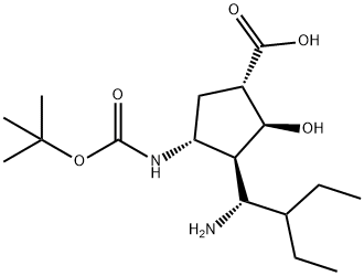 (1S,2S,3S,4R)-3-((S)-1-氨基-2-乙基丁基)-4-((叔丁氧羰基)氨基)-2-羟基环戊烷-1-羧酸,1836193-13-5,结构式