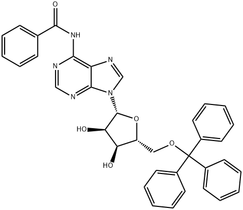 5'-O-三苯甲基-N6-苯甲酰基腺苷,18404-90-5,结构式