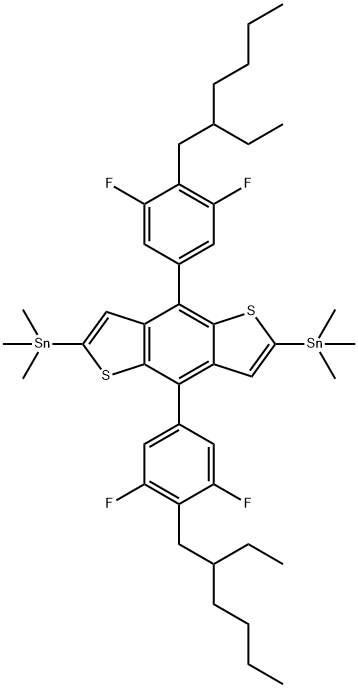 1,1′-[4,8-BIS[4-(2-ETHYLHEXYL)-3,5-DIFLUOROPHENYL]BENZO[1,2-B:4,5-B′]DITHIOPHENE-2,6-DIYL]BIS[1,1,1-TRIMETHYLSTANNANE] Struktur