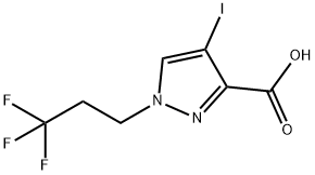 4-iodo-1-(3,3,3-trifluoropropyl)-1H-pyrazole-3-carboxylic acid 化学構造式
