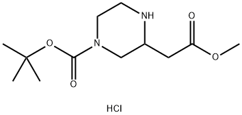 4-BOC-哌嗪-2-乙酸甲酯盐酸盐, 1858241-30-1, 结构式