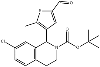 叔丁基7-氯-1-(5-甲酰基-2-甲基噻吩-3-基)-3,4-二氢异喹啉-2(1H)-羧酸酯 结构式